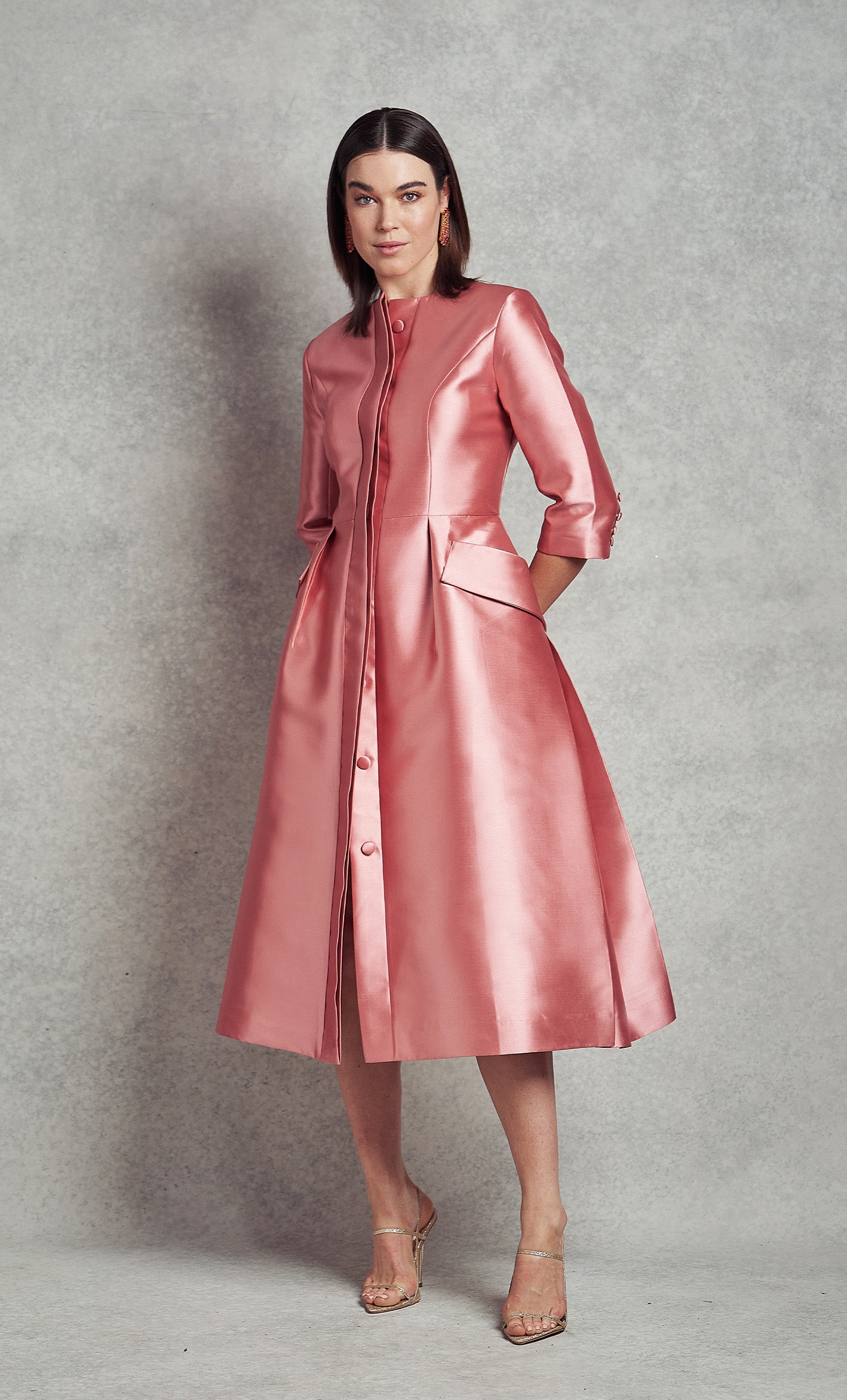 Jackie O Dress Coat - Rose Pink
