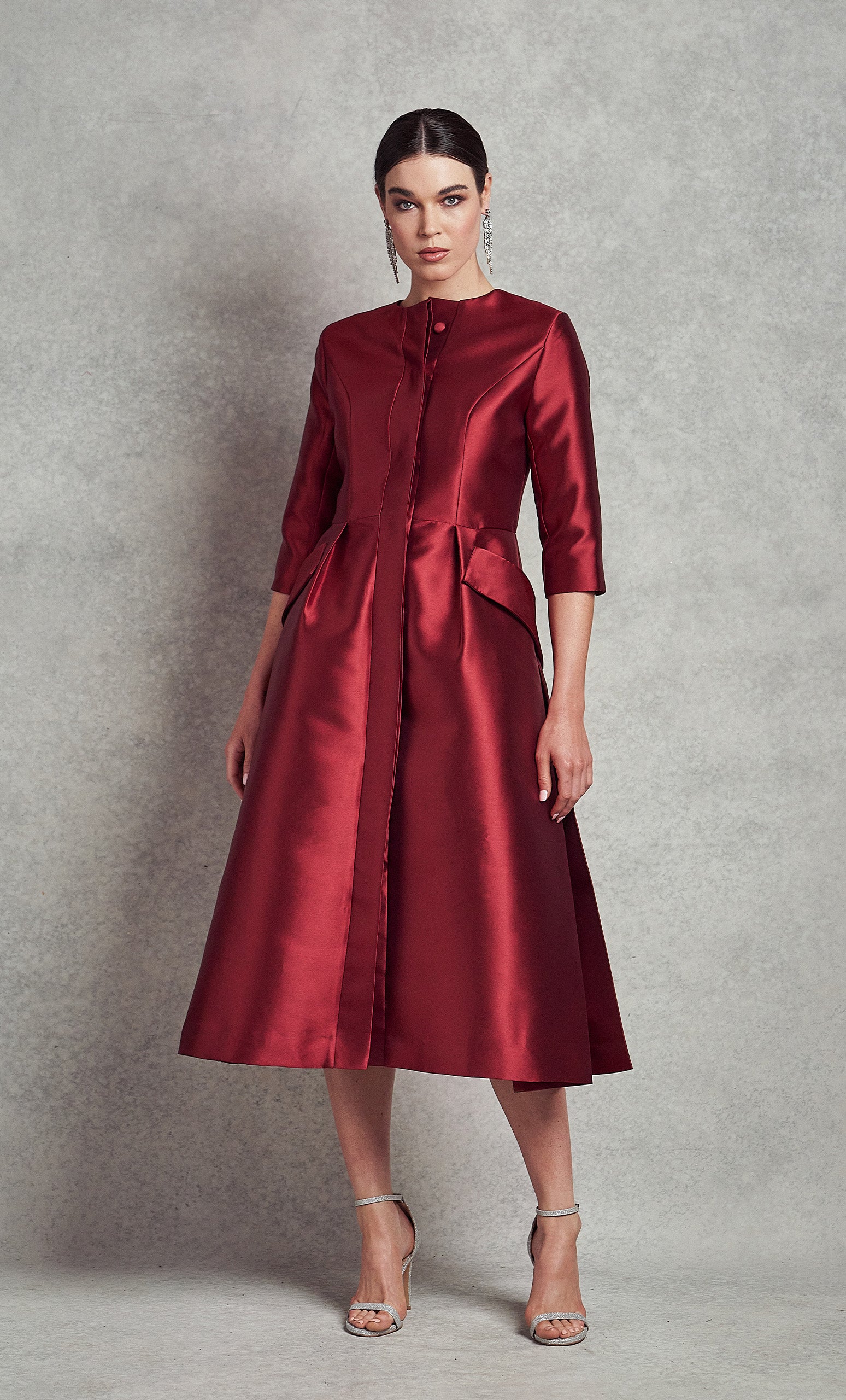Jackie O Dress Coat - Wine Red