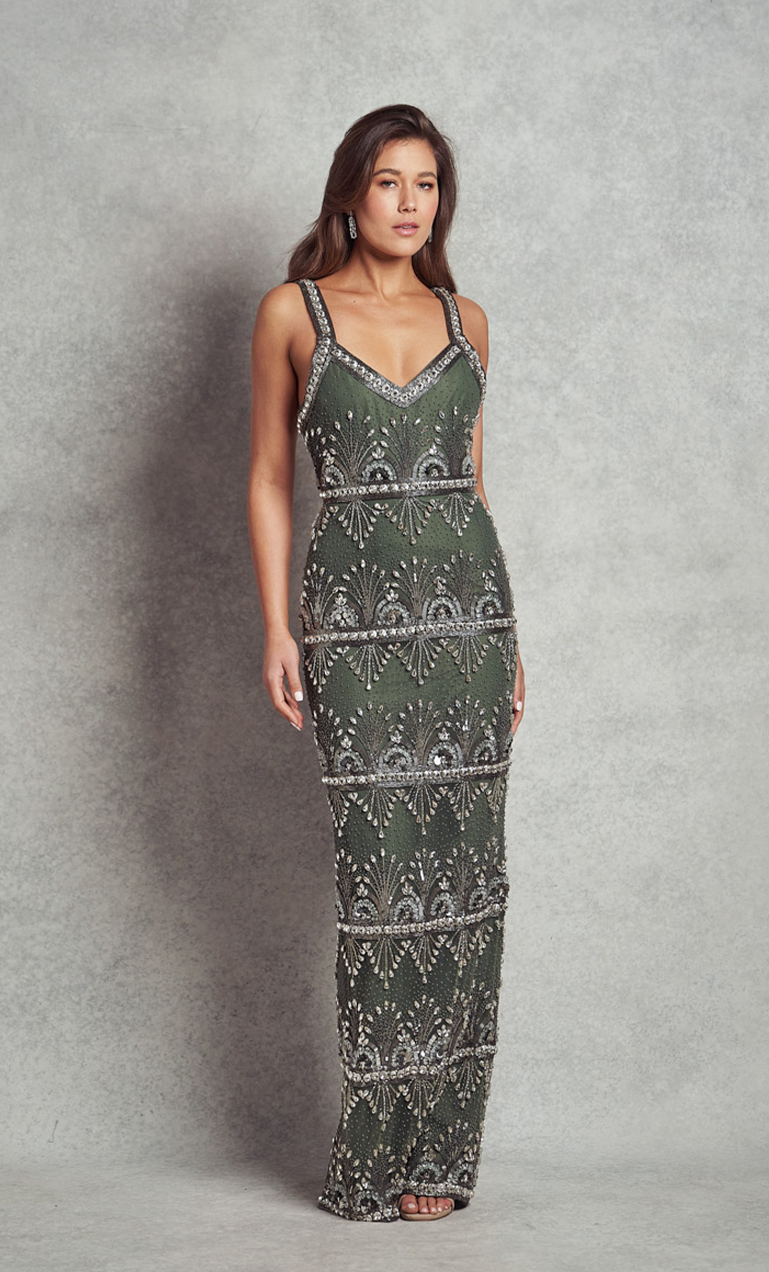 HAYLEY GOWN | V1-C7 | GREEN/SILVER | VL- DR 2211 4485 |