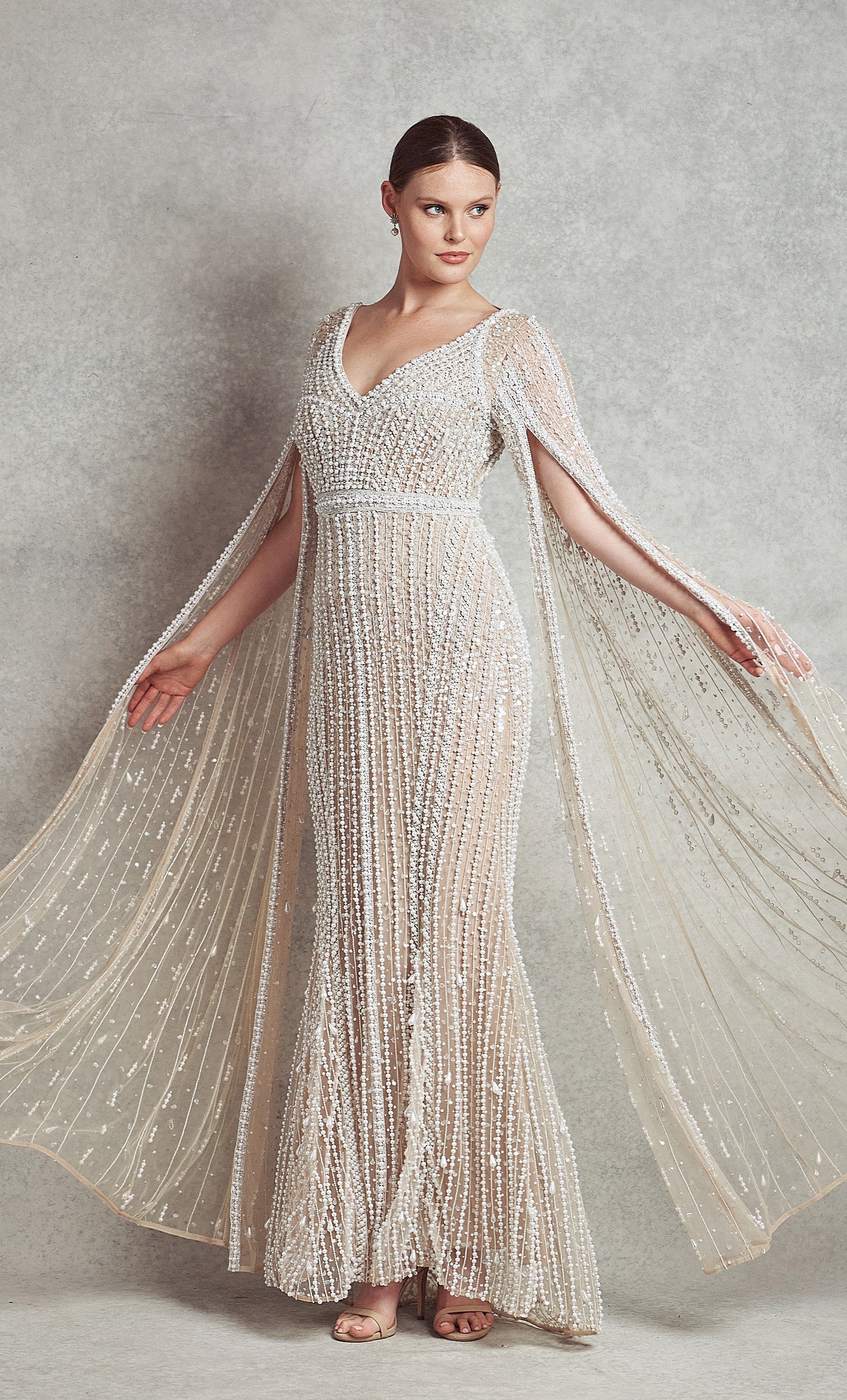 Freda Gown| V1-C12 | Nude/White |