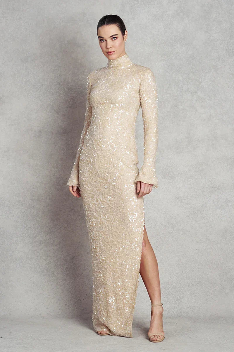 Walking into Light Gown - Nude Sequins